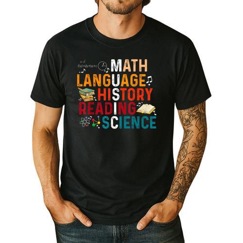 Math Language History Reading Science Music Teacher Men's Casual T-Shirt - teacherstshirts.com