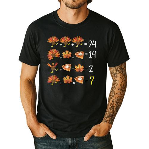 Math Number Thanksgiving Count Answer Pie Turkey Teacher Men's Casual T-Shirt - teacherstshirts.com AU