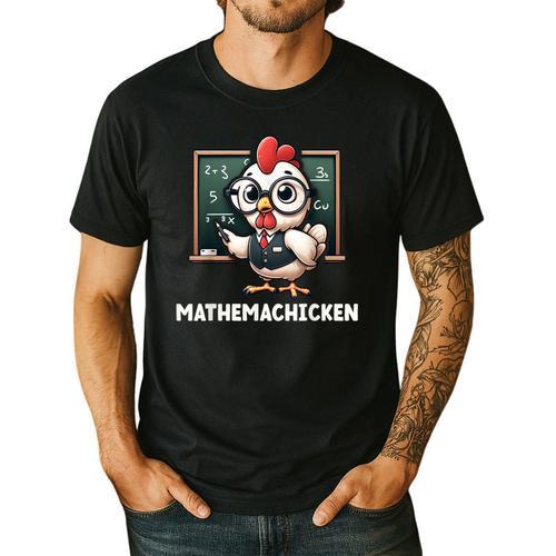 Math Teacher Chicken Mathemachicken Pun Men's Casual T-Shirt - teacherstshirts.com
