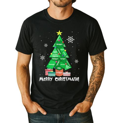 Math Teacher Polygon Christmas Tree Geometry Merry Christmas Men's Casual T-Shirt - teacherstshirts.com UK