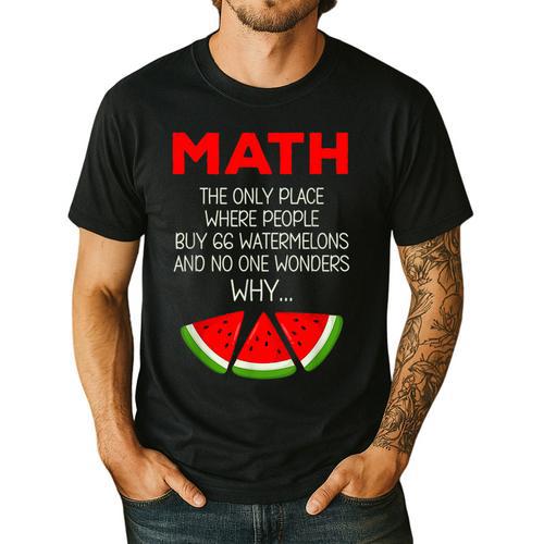 Math Watermelon Calculation Joke Teacher Student Men's Casual T-Shirt - teacherstshirts.com UK