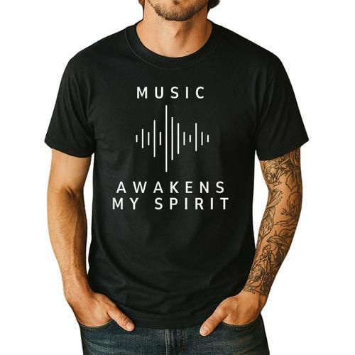 Music Awakens My Spirit Inspiring Musician Teacher Quote Men's Casual T-Shirt - teacherstshirts.com