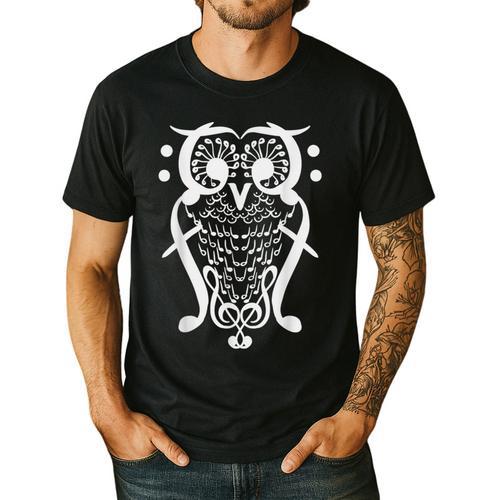 Music Note Owl Shirt Musicians Teacher Birthday Bird Men's Casual T-Shirt - teacherstshirts.com CA
