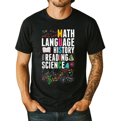 Music Teacher Music Math Language History Reading Science Men's Casual T-Shirt - teacherstshirts.com AU