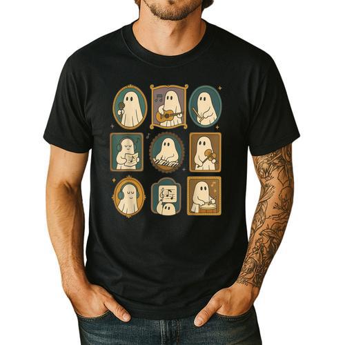 Music Teacher Orchestra Spooky Halloween Ghost Band Men's Casual T-Shirt - teacherstshirts.com