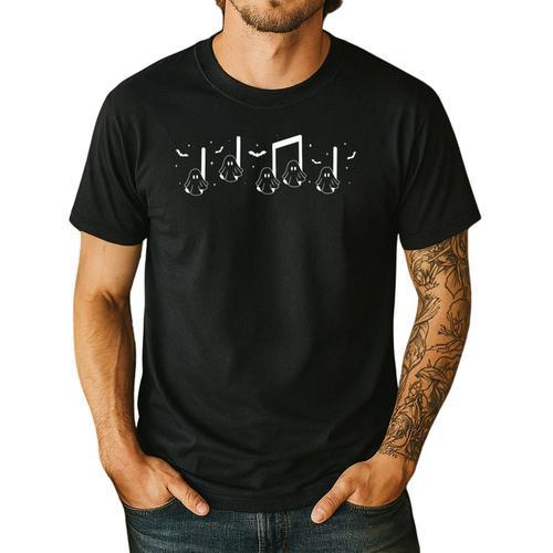 Musical Notes Ghost Halloween Music Teacher Piano Instructor Men's Casual T-Shirt - teacherstshirts.com