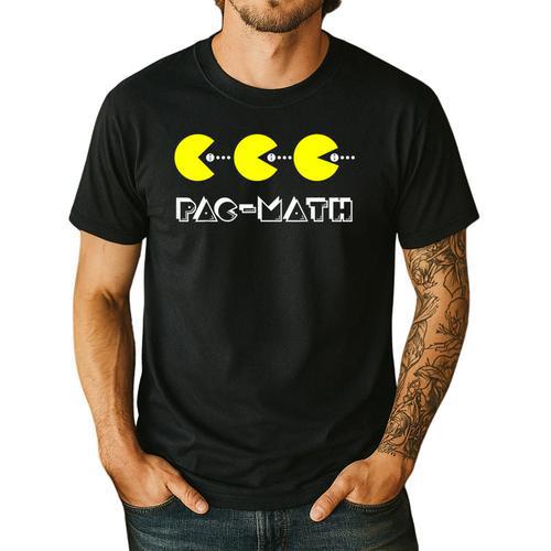 Nerdy Pac-Math Nom Retro Game Precalculus Math Teacher Men's Casual T-Shirt - teacherstshirts.com