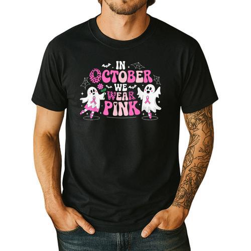 In October We Wear Pink Ballet Ghost Teacher Breast Cancer Men's Casual T-Shirt - teacherstshirts.com UK