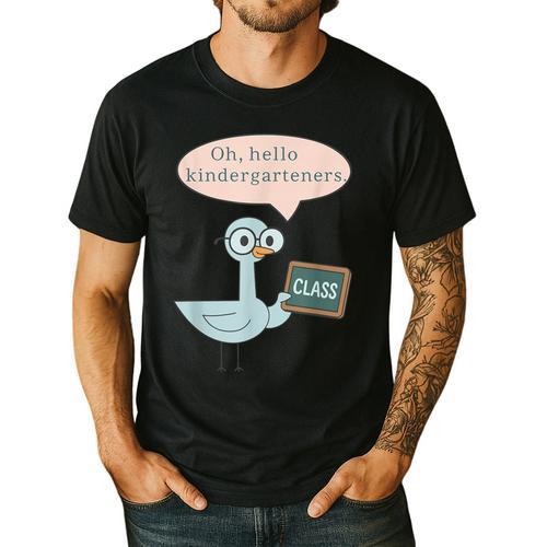 Oh Hello Kindergarteners Shirt Cute Pigeon Teacher Tee Men's Casual T-Shirt - teacherstshirts.com