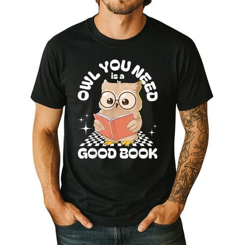 Owl You Need Is A Good Book Teacher Librarian Reading Men's Casual T-Shirt - teacherstshirts.com UK