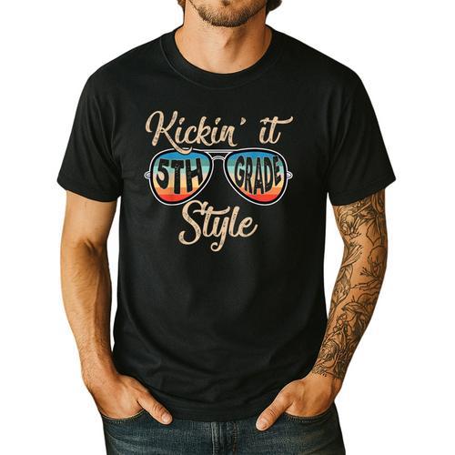 P41l Retro Kickin It 5th Grade Style Teacher Back To School For Men Women Girls Kids Men's Casual T-Shirt - teacherstshirts.com AU