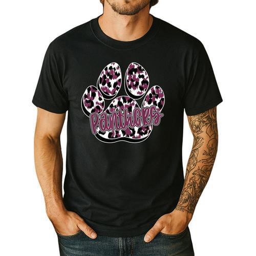 Panthers Paw Print Leopard Maroon Panther Pride Teacher Men's Casual T-Shirt - teacherstshirts.com
