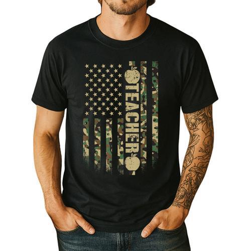 Patriotic Teacher American Flag Camouflage 4th Of July Camo Men's Casual T-Shirt - teacherstshirts.com UK