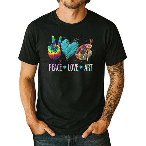 Peace Love Art Painting Palette Art Teacher Men's Casual T-Shirt - teacherstshirts.com UK