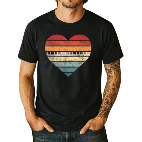 Pianist Retro Sunset Piano Keyboard Player Teacher Men's Casual T-Shirt - teacherstshirts.com DE