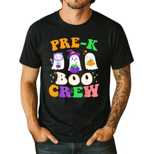 Pre-K Boo Crew Cute Ghost Halloween Costume Teacher Student For Men Women Kids Men's Casual T-Shirt - teacherstshirts.com