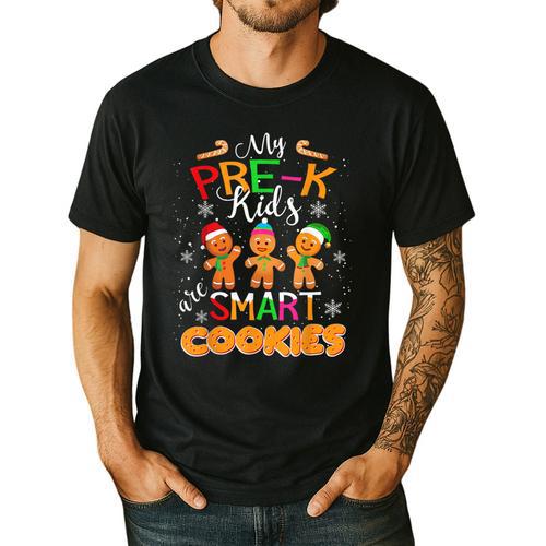 My Pre-K Kids Are Smart Cookies Christmas Teacher Men's Casual T-Shirt - teacherstshirts.com