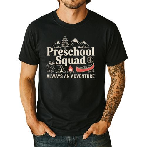 Pre-K Squad Adventure Camping Preschool Teacher Boy Girl Kid Men's Casual T-Shirt - teacherstshirts.com AU
