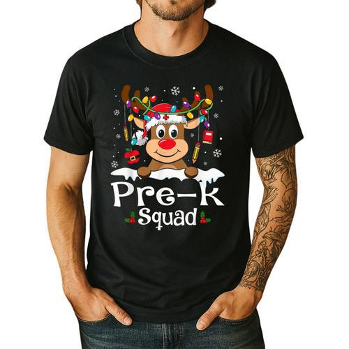 Pre-k Teacher Squad Reindeer Teacher Christmas Men's Casual T-Shirt - teacherstshirts.com DE