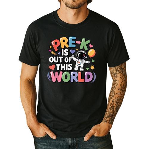 Pre-K Is Out Of This World Space Planets Teacher Men's Casual T-Shirt - teacherstshirts.com CA