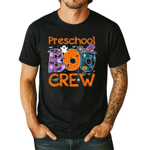Preschool Boo Crew Preschool Halloween Teacher Kids Men's Casual T-Shirt - teacherstshirts.com AU