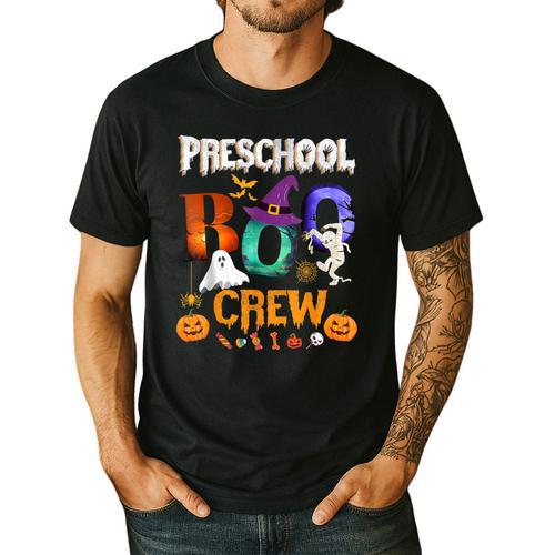 Preschool Boo Crew Teacher Student Halloween Costume Men Women Kids Men's Casual T-Shirt - teacherstshirts.com CA
