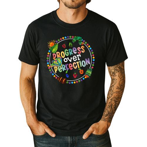 Progress Over Perfection Caterpillar Back To School Teacher Men's Casual T-Shirt - teacherstshirts.com CA