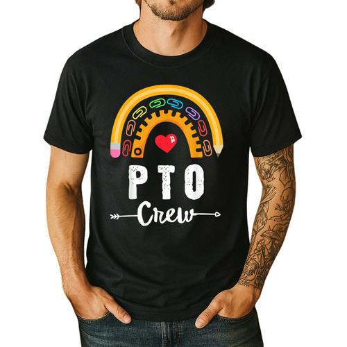 PTO Crew Parent School Volunteer Board Mom Parent Teacher Men's Casual T-Shirt - teacherstshirts.com