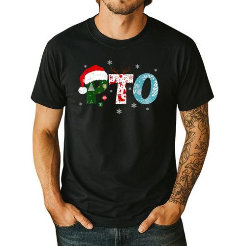 PTO Santa Hat Reindeer Parent Teacher Organization Christmas Men's Casual T-Shirt - teacherstshirts.com AU