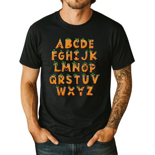 Pumpkin ABC Halloween Alphabet Costume School Teacher Kids Men's Casual T-Shirt - teacherstshirts.com