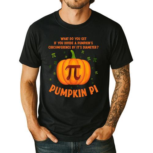 Pumpkin Pie Pi Math Teacher Shirt Halloween Men Adult Men's Casual T-Shirt - teacherstshirts.com