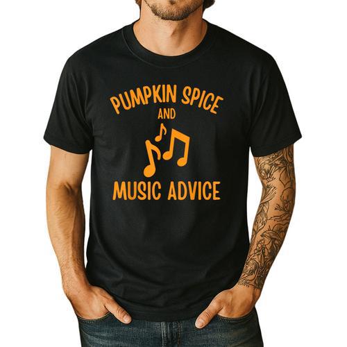 Pumpkin Spice And Music Advice Music Teacher Halloween Men's Casual T-Shirt - teacherstshirts.com UK