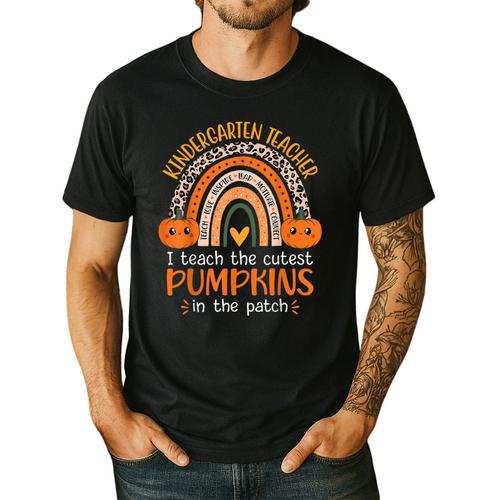 Rainbow I Teach The Cutest Pumpkins Kindergarten Teacher Men Women Men's Casual T-Shirt - teacherstshirts.com