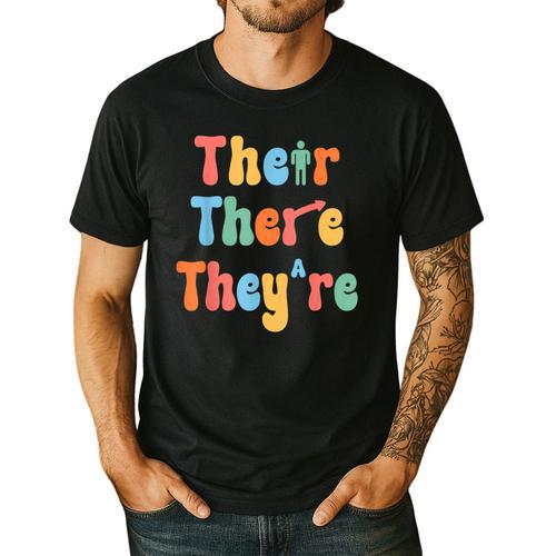 There Their They'Re English Class Grammar Joke Teacher Men's Casual T-Shirt - teacherstshirts.com DE