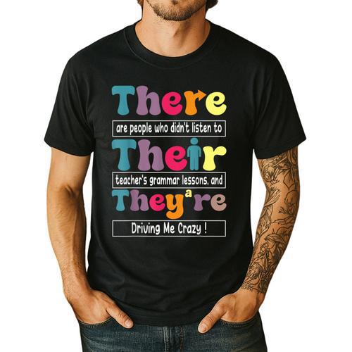 There Their They'Re English Teacher Grammar Memes Men's Casual T-Shirt - teacherstshirts.com DE