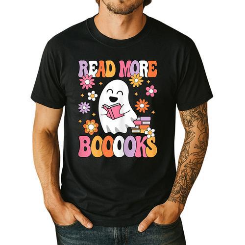 Read More Books Groovy Halloween Teacher Women Men's Casual T-Shirt - teacherstshirts.com CA