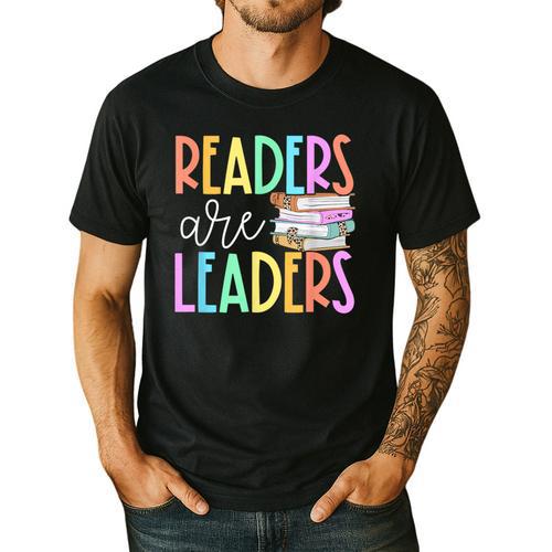Readers Are Leaders Reading Book Lovers Teacher Women Kids Men's Casual T-Shirt - teacherstshirts.com DE