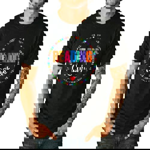 Reading Coach Teacher Interventionist Specialist Literacy Men&#x27;s Casual T-Shirt - teacherstshirts.com