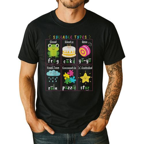 Reading Teacher Syllable Types Phonics Phonemic Awareness Men's Casual T-Shirt - teacherstshirts.com AU