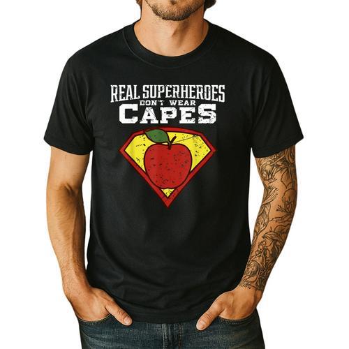 Real Superheroes Don't Wear Capes Teacher Shirt Teaching Te Men's Casual T-Shirt - teacherstshirts.com AU