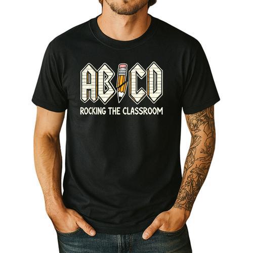 Retro Abcd Teacher Novelty Back To School Teacher Men's Casual T-Shirt - teacherstshirts.com