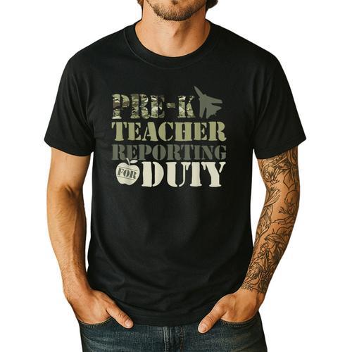 Retro Back To School Women Old Camo Pre-K Teacher Men's Casual T-Shirt - teacherstshirts.com