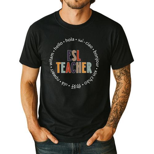Retro ESL Teacher Teach Multilingual Learners Team Men's Casual T-Shirt - teacherstshirts.com AU