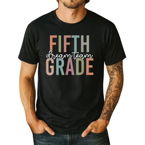 Retro Fifth Grade Dream Team Groovy Teacher Back To School Men Women Girls Kids Men's Casual T-Shirt - teacherstshirts.com