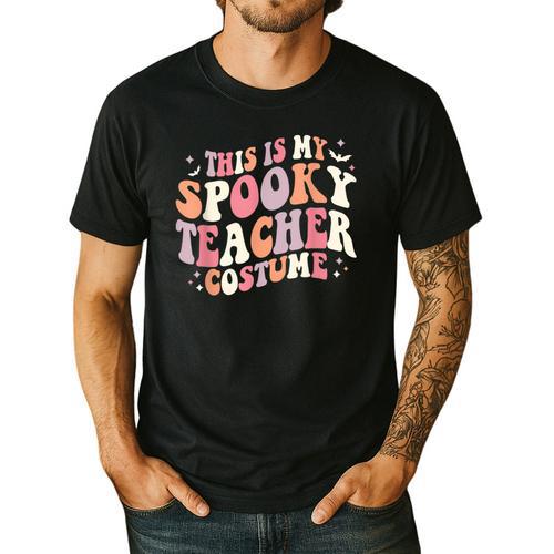 Retro Halloween This Is My Spooky School Teacher Costume Men's Casual T-Shirt - teacherstshirts.com CA