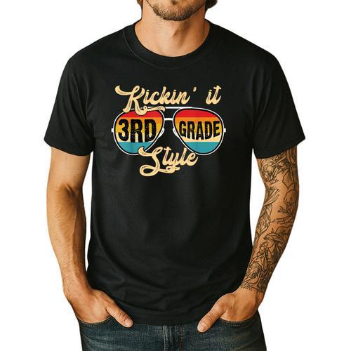 Retro Kickin It 3rd Grade Style Teacher Back To School Men Women Men's Casual T-Shirt - teacherstshirts.com