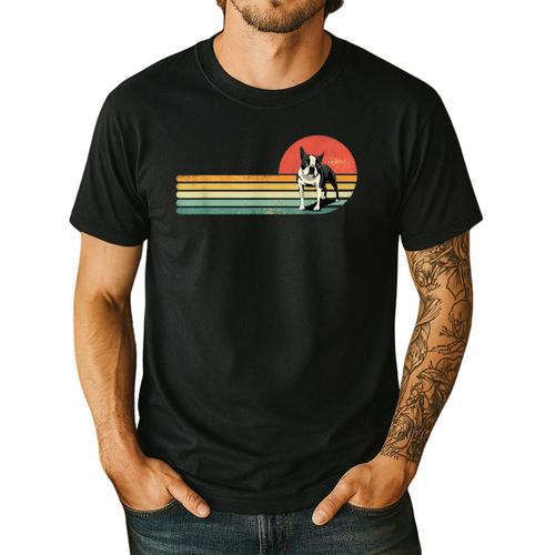 Retro Vintage Boston Terrier Dog Lover Boston Terrier Mom Men's Casual T-Shirt - Bostonterriersmerch.com