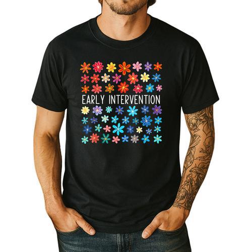 Retro Wildflower Early Intervention Teacher Interventionist Men's Casual T-Shirt - teacherstshirts.com