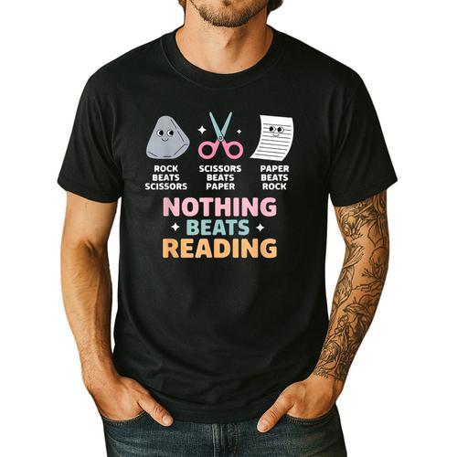 Rock Paper Scissors Teacher Librarian Nothing Beats Reading Men's Casual T-Shirt - teacherstshirts.com