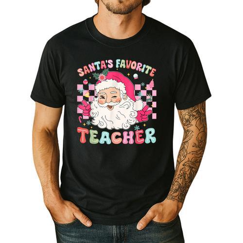 Santa Favorite Teacher Shirt Teacher Christmas Men's Casual T-Shirt - teacherstshirts.com CA